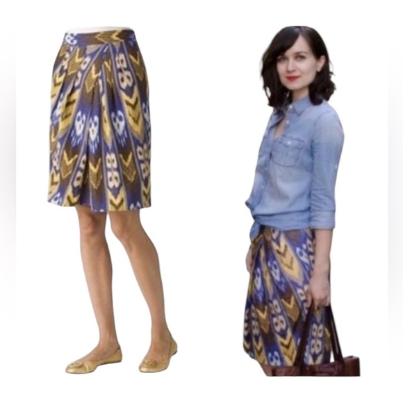 Tory Burch Jemima Tribal Print Tulip Linen Skirt - Picture 1 of 5